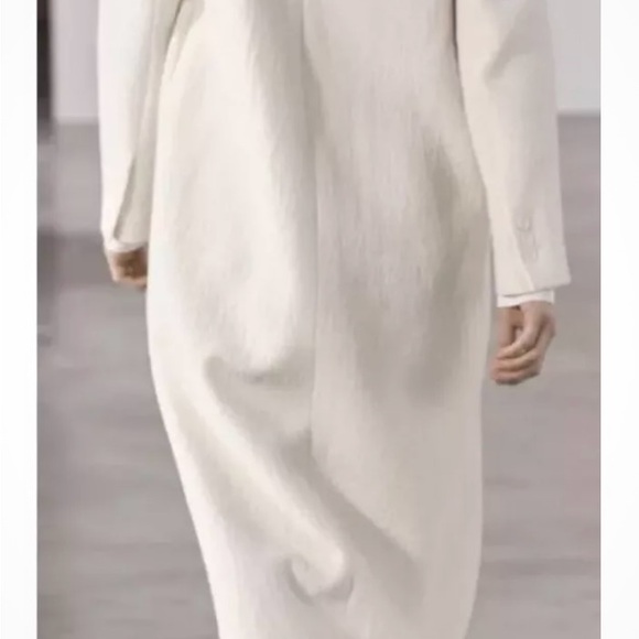 MINIMALIST WOOL BLEND COAT ZW COLLECTION ECRU. Size M, L - Picture 10 of 11